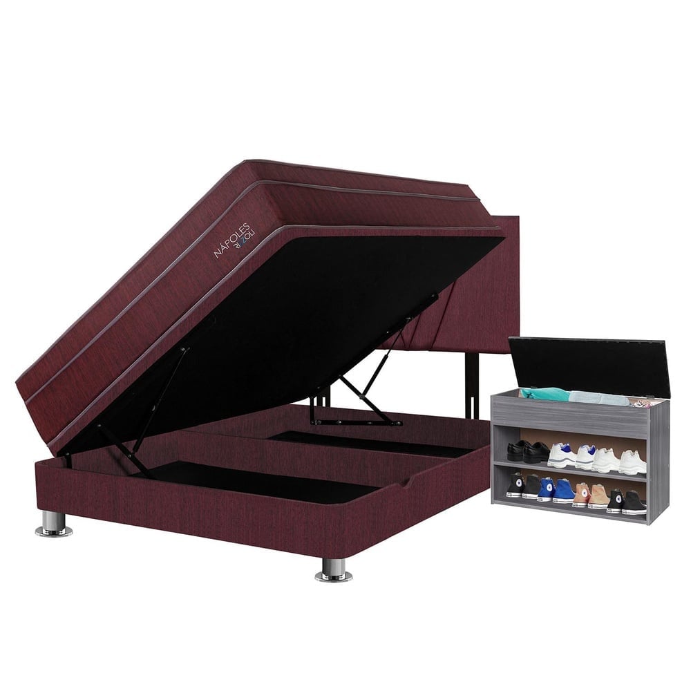 DORMITORIO BOXET RIZZOLI NÁPOLES 2 PLAZAS GUINDA + ZAPATERA - 1