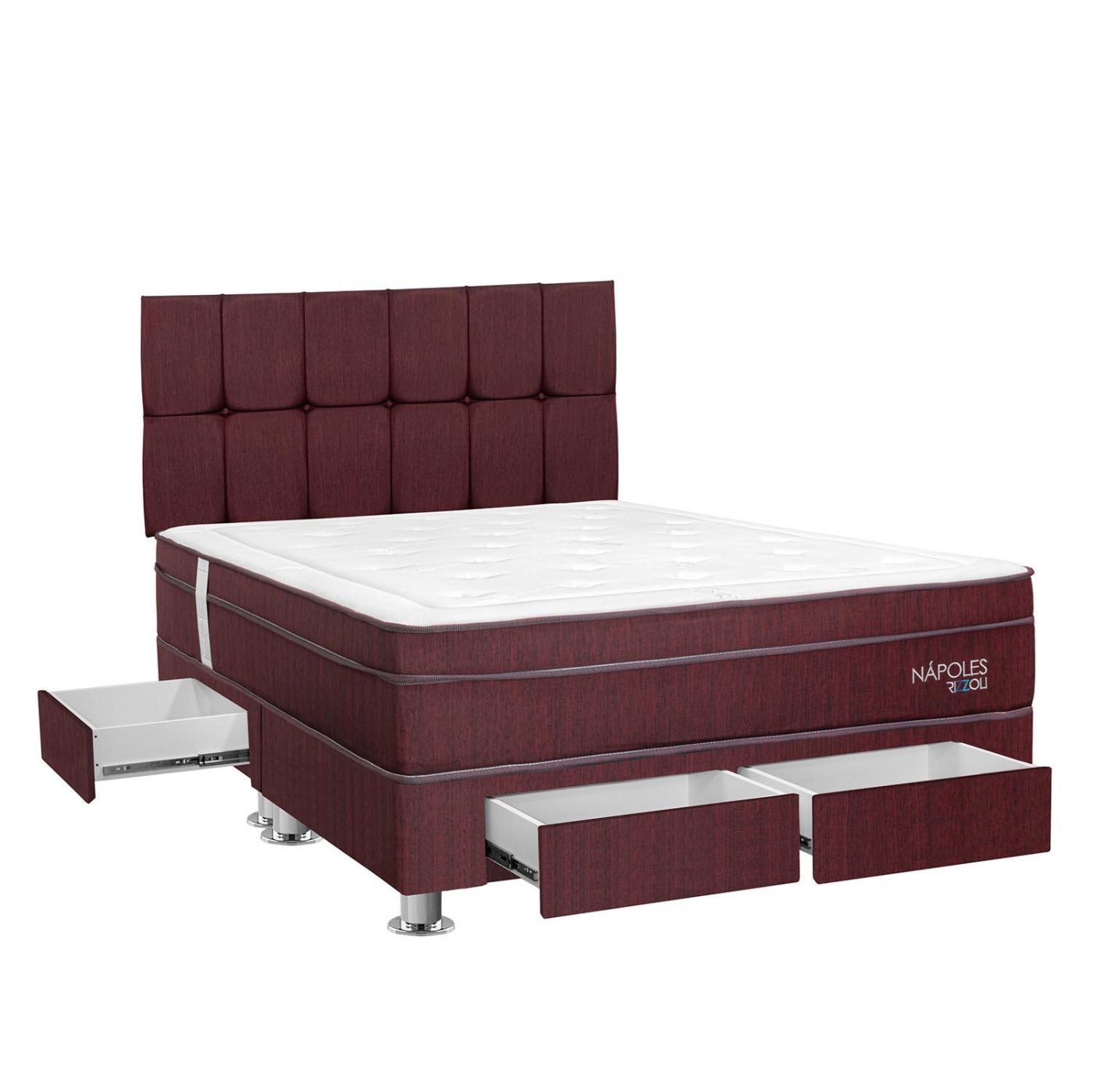 DORMITORIO AMERICANO RIZZOLI NÁPOLES KING CON CAJONES GUINDA - 1