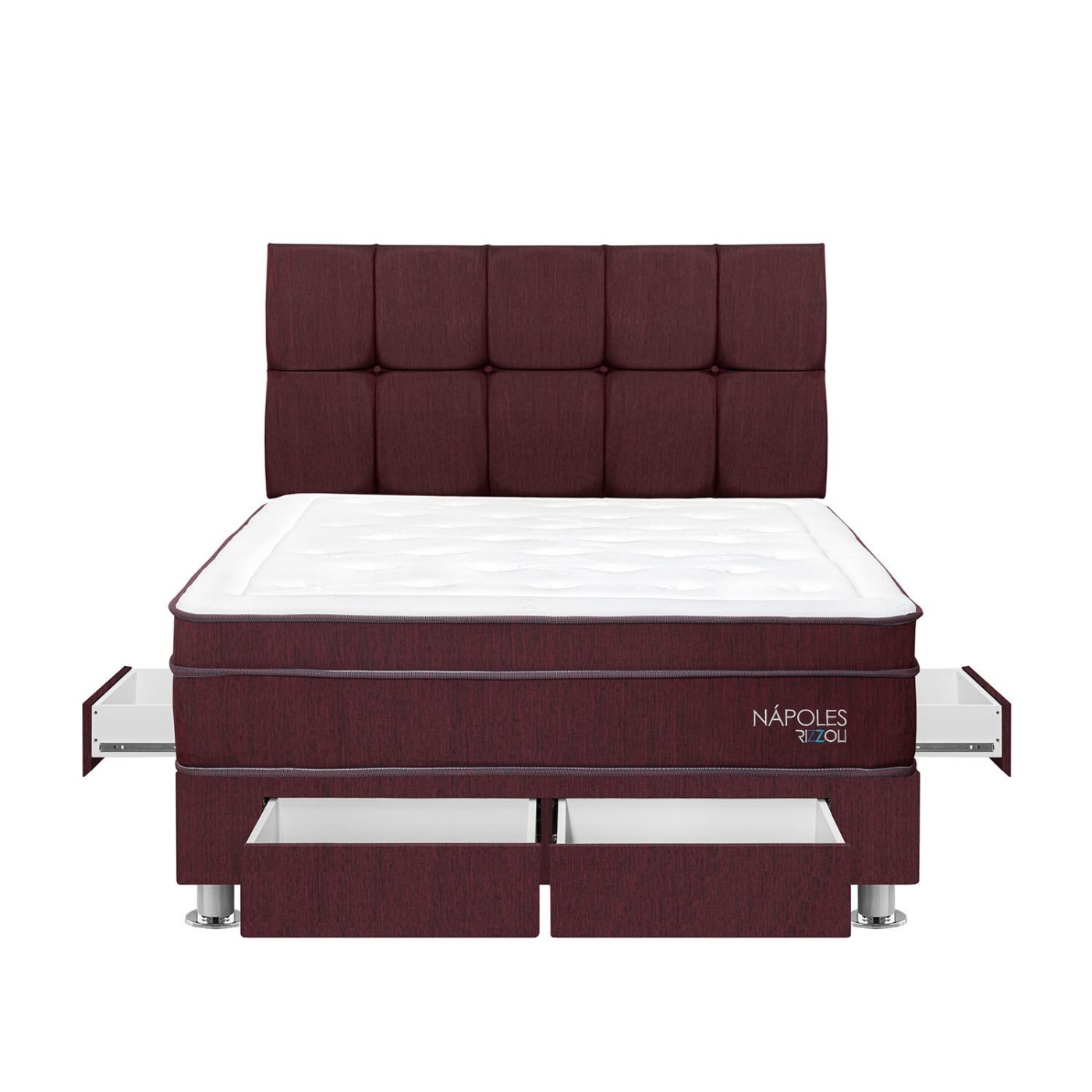 DORMITORIO AMERICANO RIZZOLI NÁPOLES KING CON CAJONES GUINDA - 2
