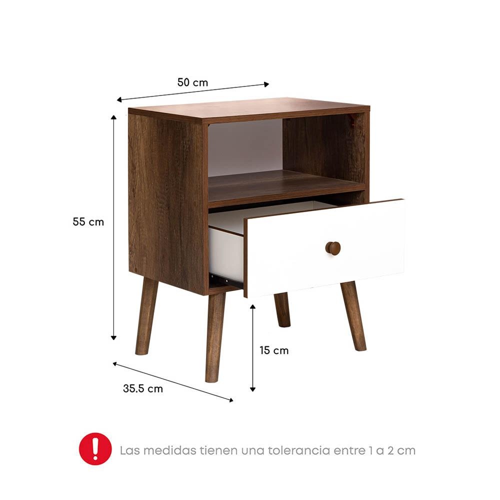 DORMITORIO AMERICANO RIZZOLI NÁPOLES 2 PLAZAS CON CAJONES GUINDA + VELADOR FALA - 8