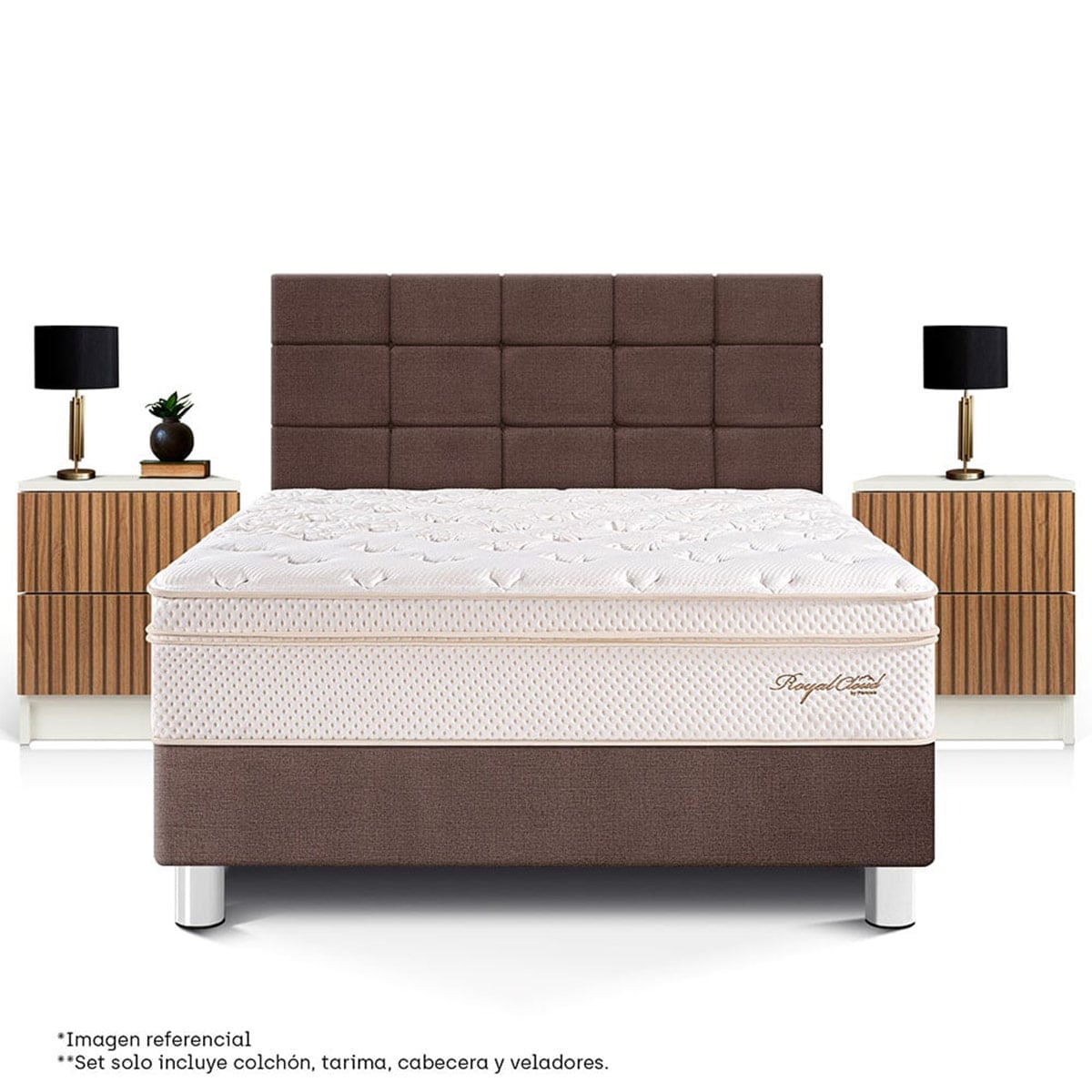 DORMITORIO PARAÍSO ROYAL CLOUD QUEEN BLOCKS + VELADOR BRISSE CHOCOLATE + 2 ALMOHADAS VISCOELÁSTICAS - 3