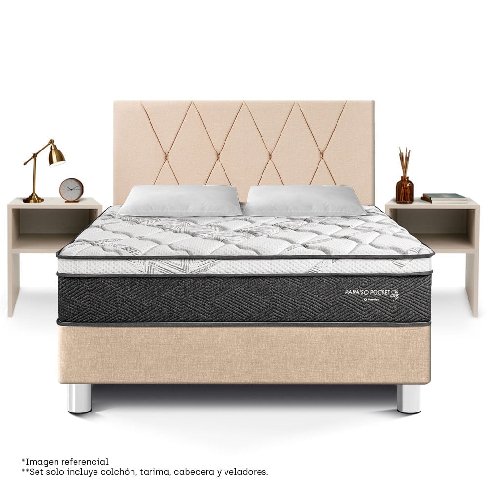 DORMITORIO AMERICANO PARAÍSO PARAÍSO POCKET STAR QUEEN POCKET STAR LOFT + VELADOR REPISA CHAMPAGNE - 3