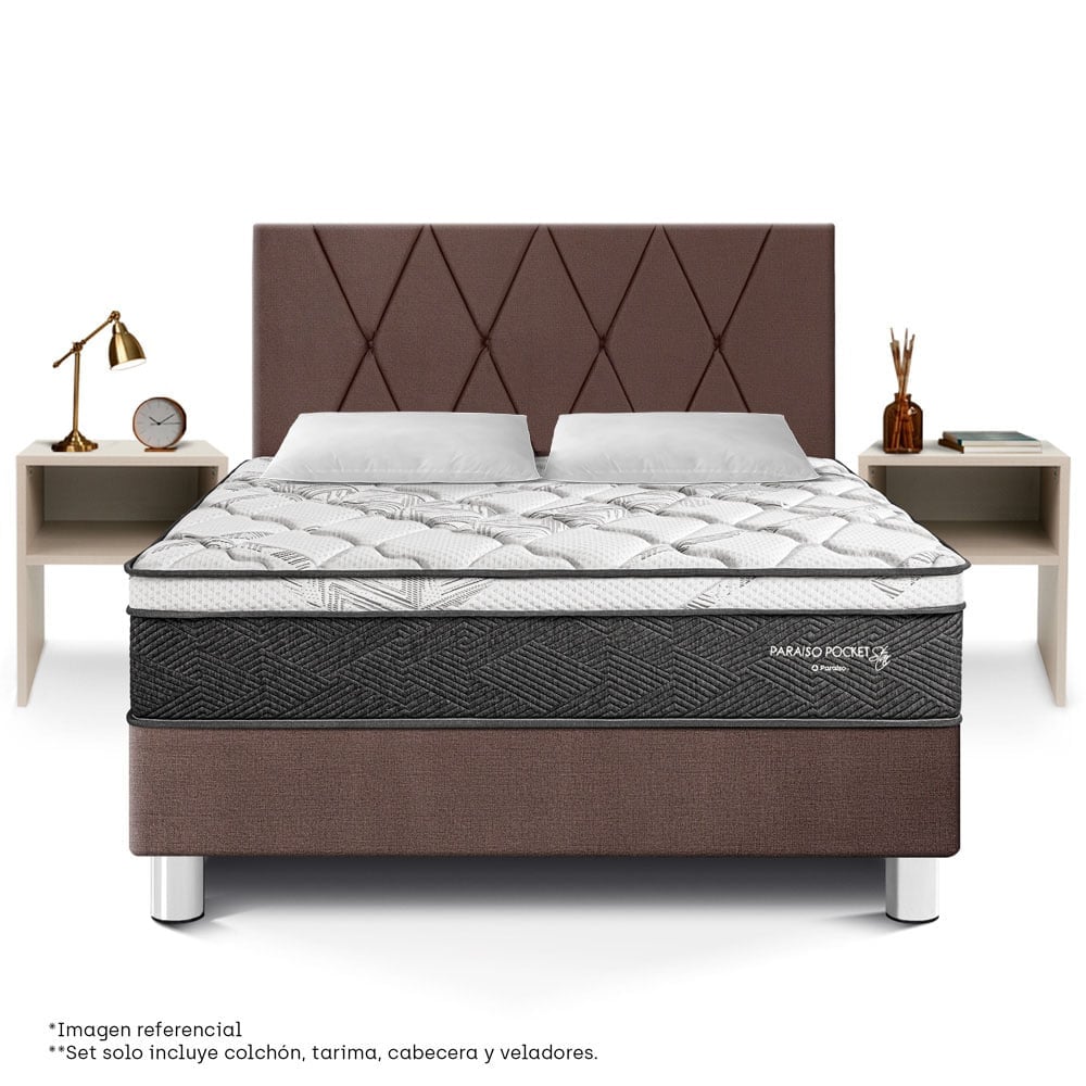DORMITORIO AMERICANO PARAÍSO PARAÍSO POCKET STAR QUEEN POCKET STAR LOFT + VELADOR REPISA CHOCOLATE - 3