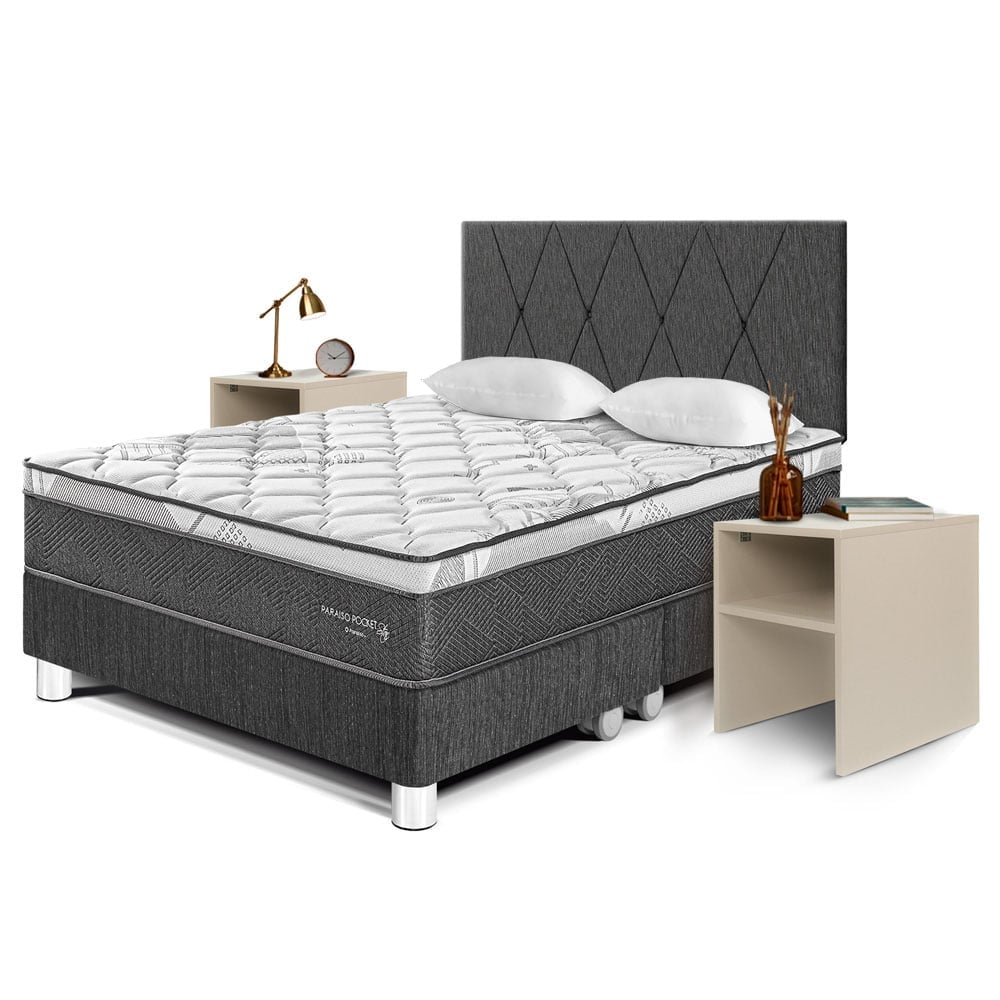 DORMITORIO AMERICANO PARAÍSO PARAÍSO POCKET STAR QUEEN POCKET STAR LOFT + VELADOR REPISA CHARCOAL - 1