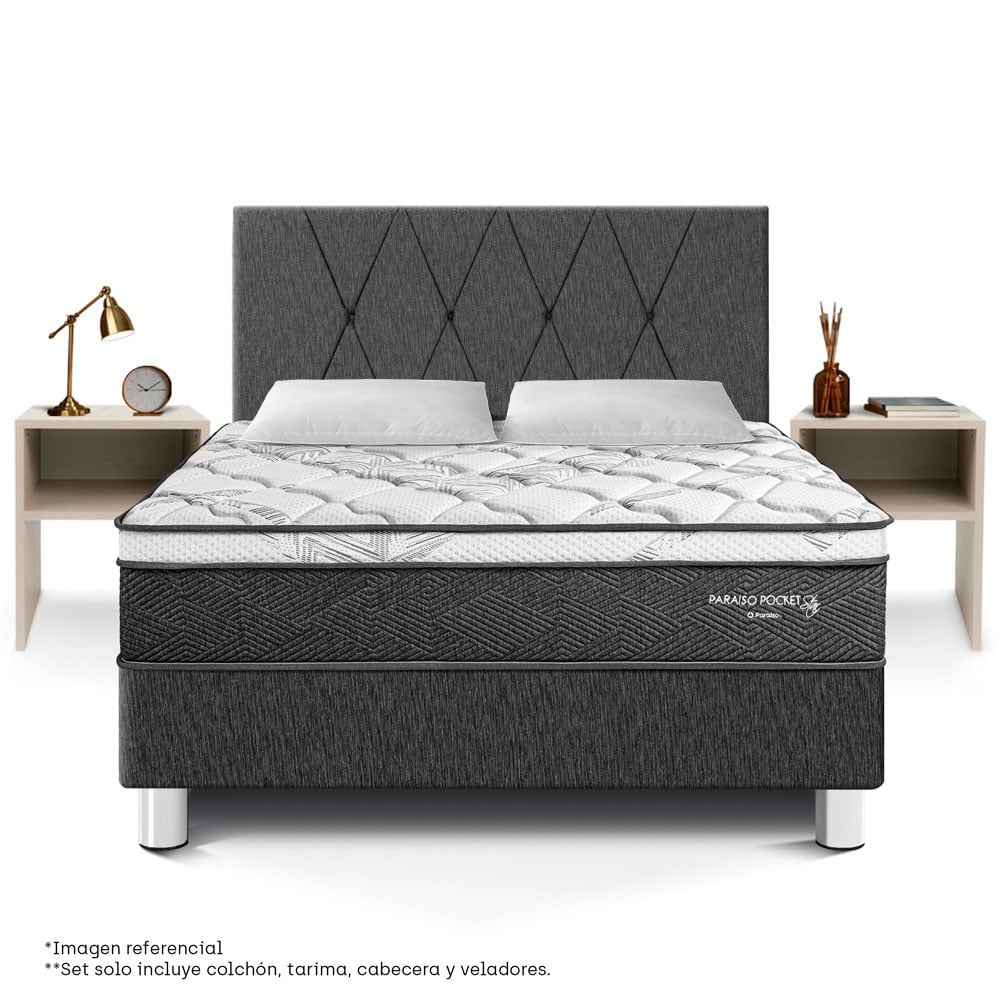 DORMITORIO AMERICANO PARAÍSO PARAÍSO POCKET STAR QUEEN POCKET STAR LOFT + VELADOR REPISA CHARCOAL - 3