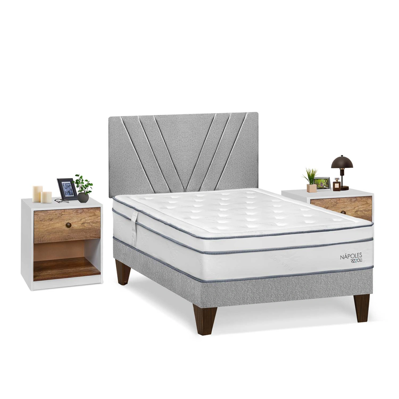 DORMITORIO EUROPEO RIZZOLI NAPOLES 2 PLAZAS + VELADOR MUNDIAL - 2