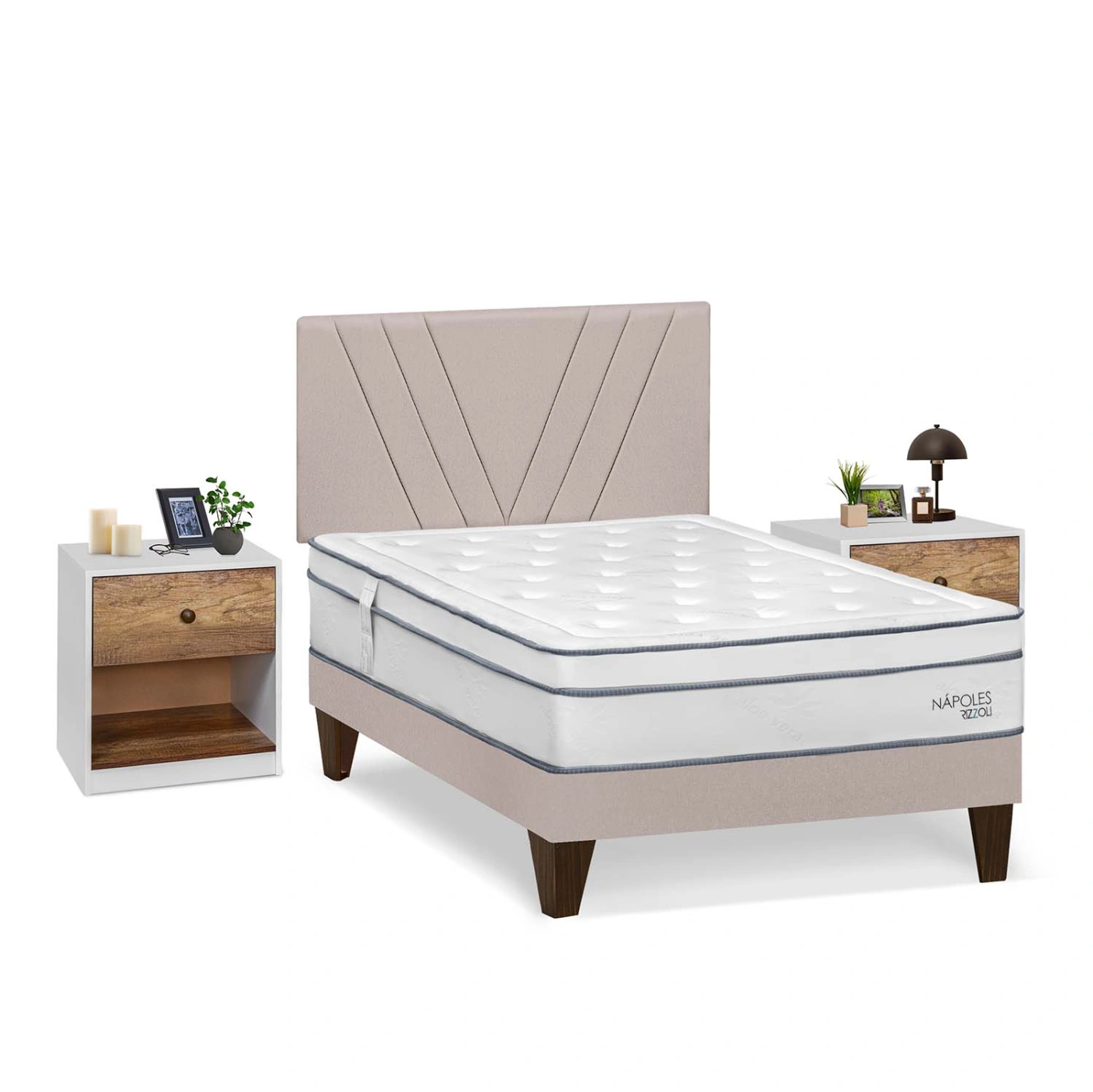 DORMITORIO EUROPEO RIZZOLI NAPOLES 2 PLAZAS + VELADOR MUNDIAL - 2