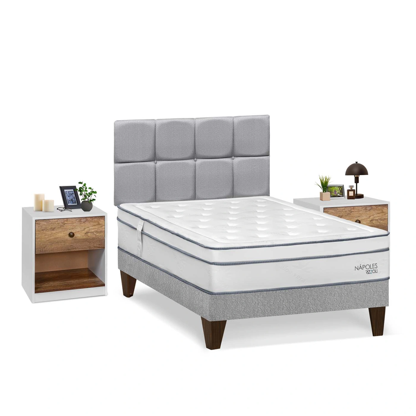 DORMITORIO EUROPEO RIZZOLI NAPOLES 2 PLAZAS + VELADOR MUNDIAL - 2