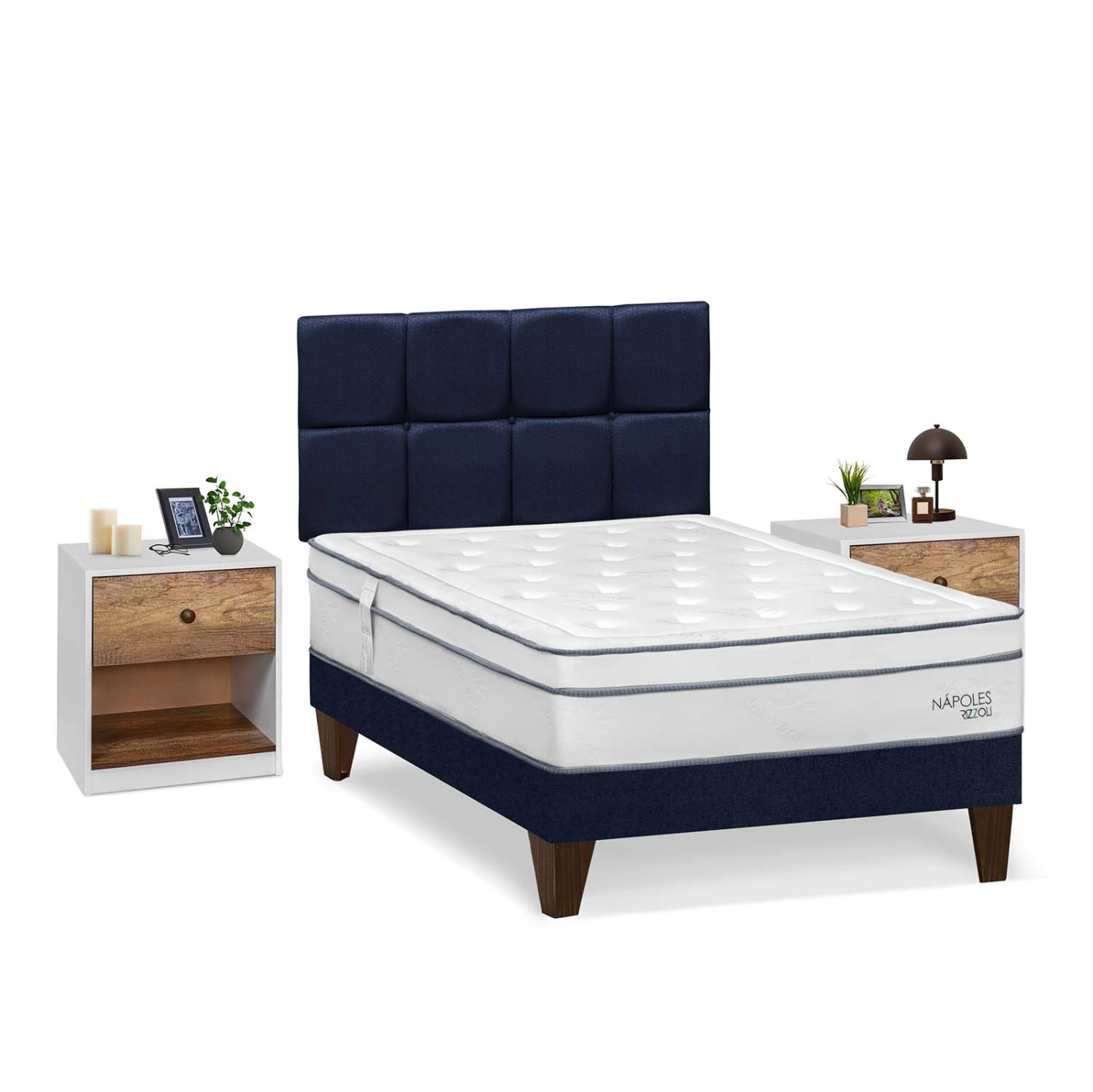 DORMITORIO EUROPEO RIZZOLI NAPOLES 2 PLAZAS + VELADOR MUNDIAL - 2