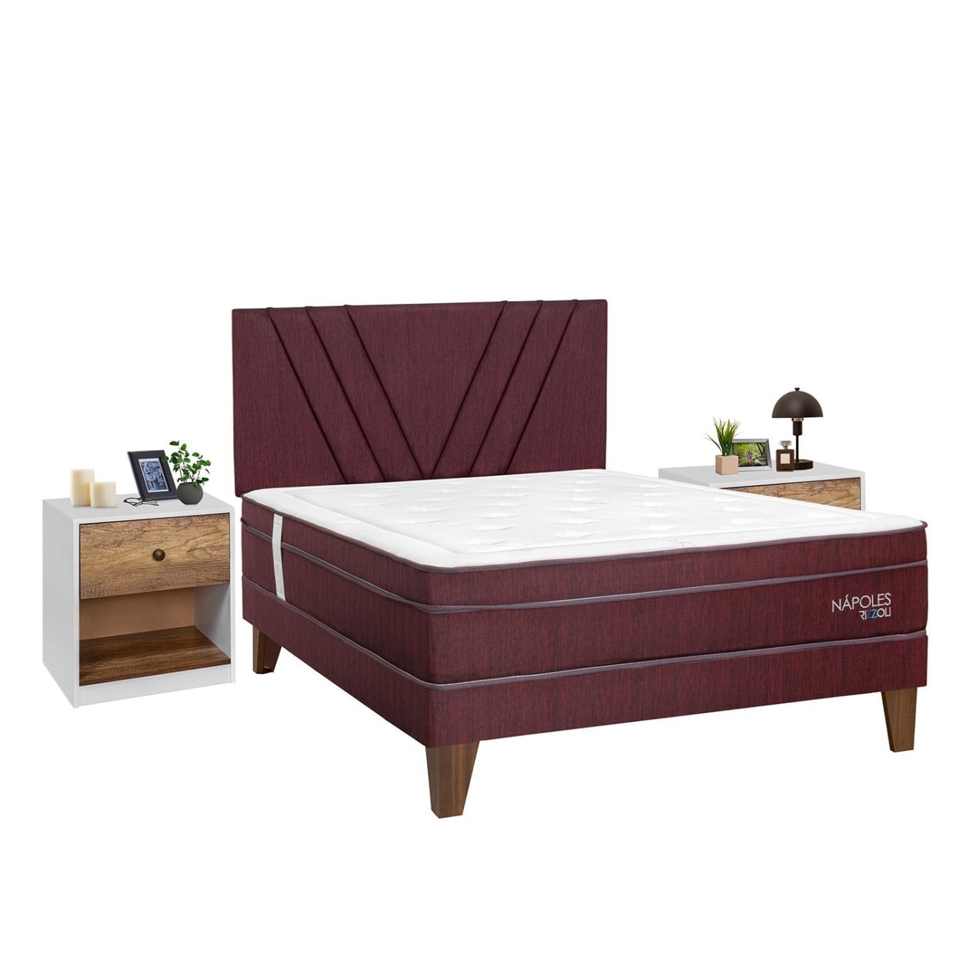 DORMITORIO EUROPEO RIZZOLI NAPOLES 2 PLAZAS + VELADOR MUNDIAL - 1