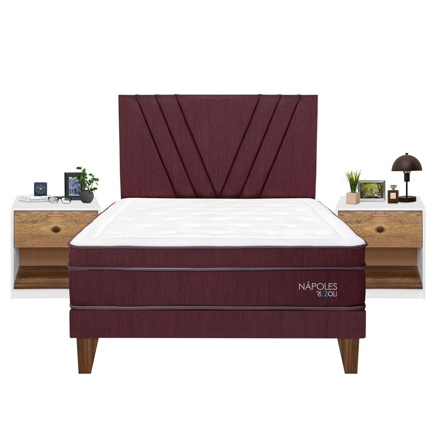 DORMITORIO EUROPEO RIZZOLI NAPOLES 2 PLAZAS + VELADOR MUNDIAL - 2