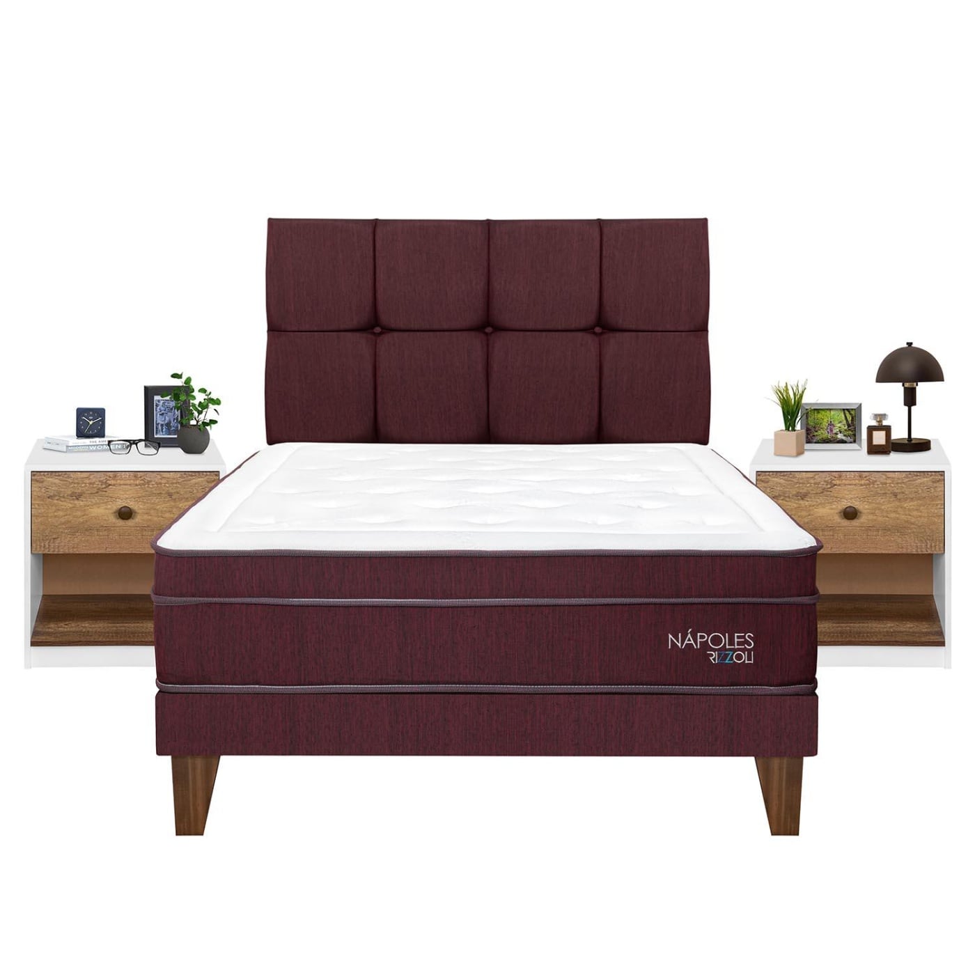DORMITORIO EUROPEO RIZZOLI NAPOLES 2 PLAZAS + VELADOR MUNDIAL - 2