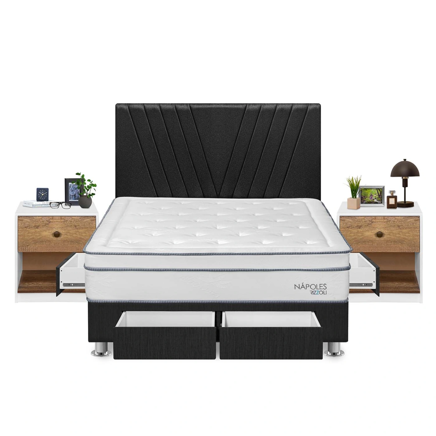 DORMITORIO RIZZOLI NAPOLES KING 4 CAJONES + VELADOR MUNDIAL - 1