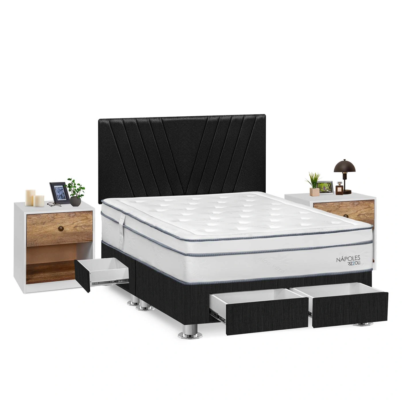 DORMITORIO RIZZOLI NAPOLES KING 4 CAJONES + VELADOR MUNDIAL - 2