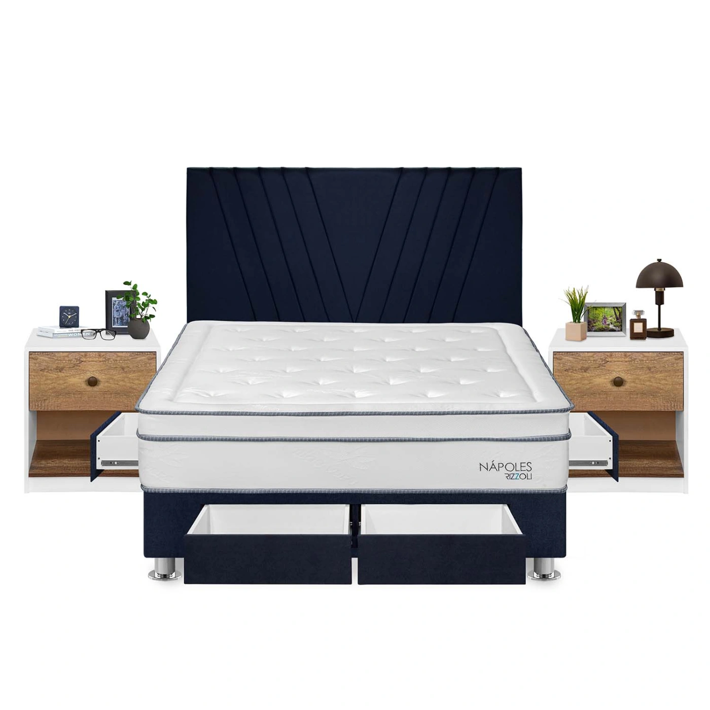 DORMITORIO RIZZOLI NAPOLES KING 4 CAJONES + VELADOR MUNDIAL - 1
