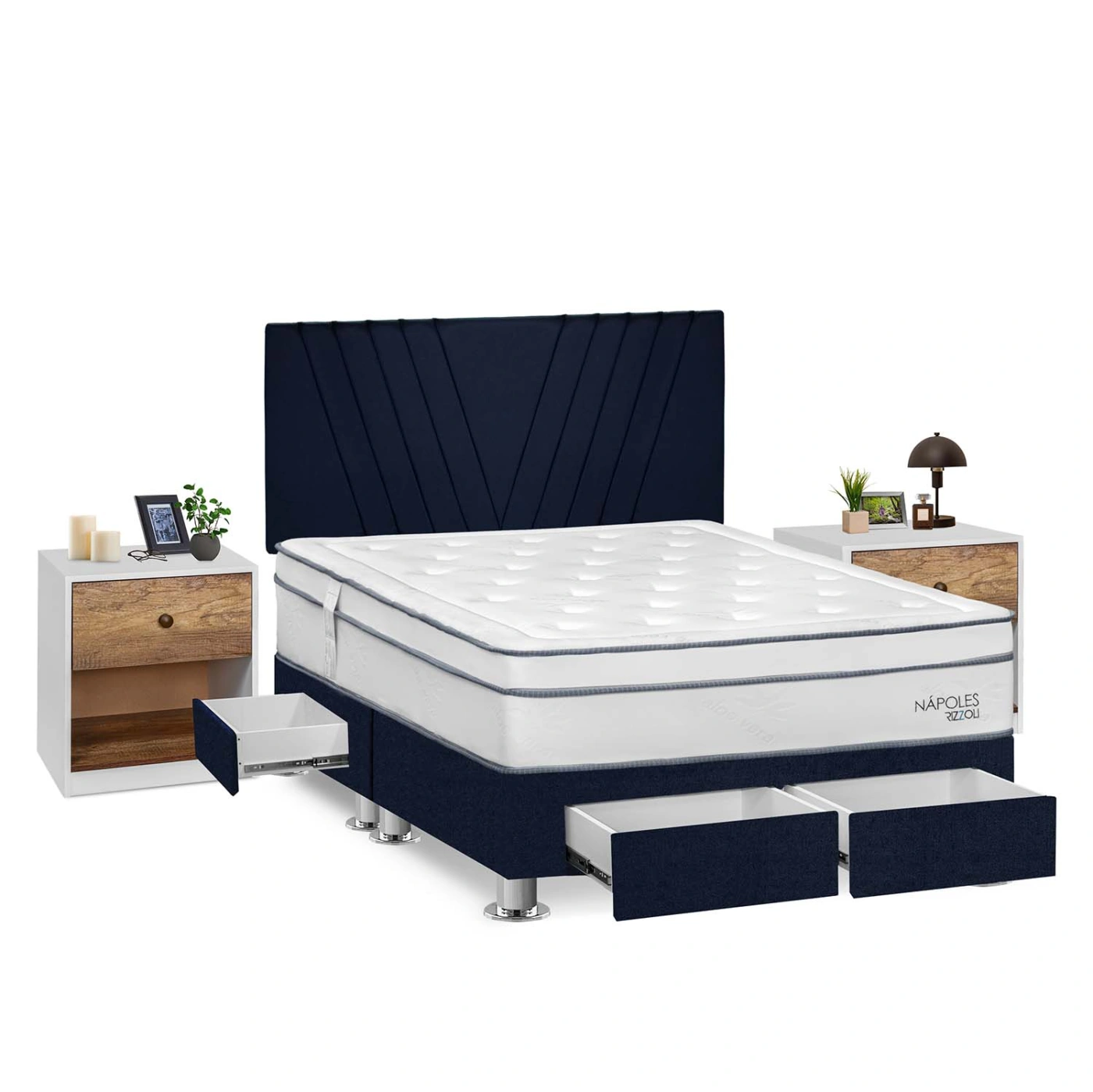 DORMITORIO RIZZOLI NAPOLES KING 4 CAJONES + VELADOR MUNDIAL - 2