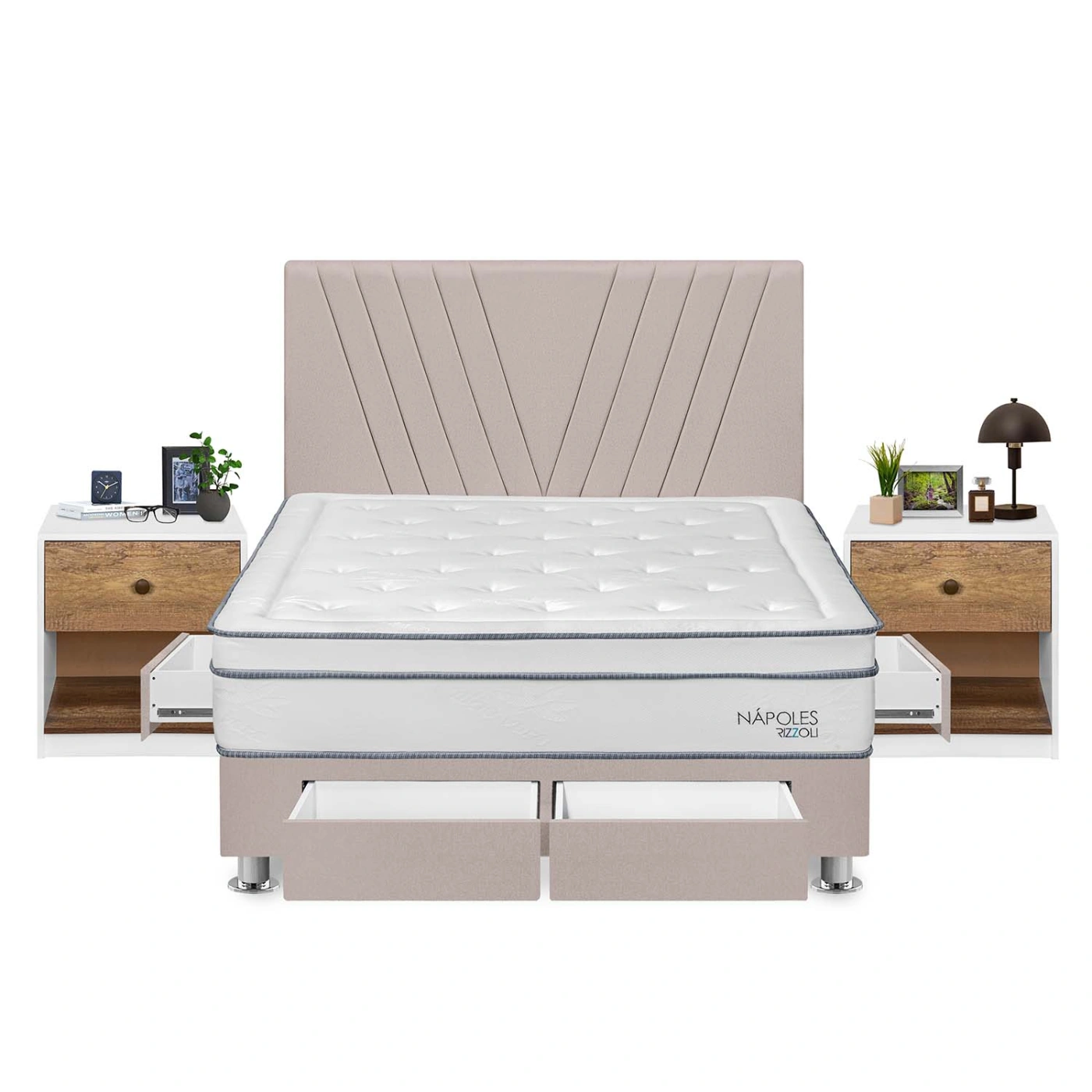 DORMITORIO RIZZOLI NAPOLES KING 4 CAJONES + VELADOR MUNDIAL - 1