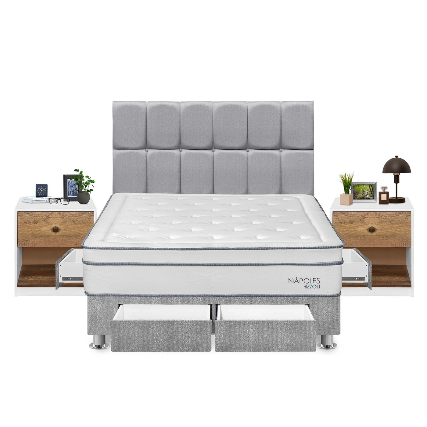 DORMITORIO RIZZOLI NAPOLES KING 4 CAJONES + VELADOR MUNDIAL - 1