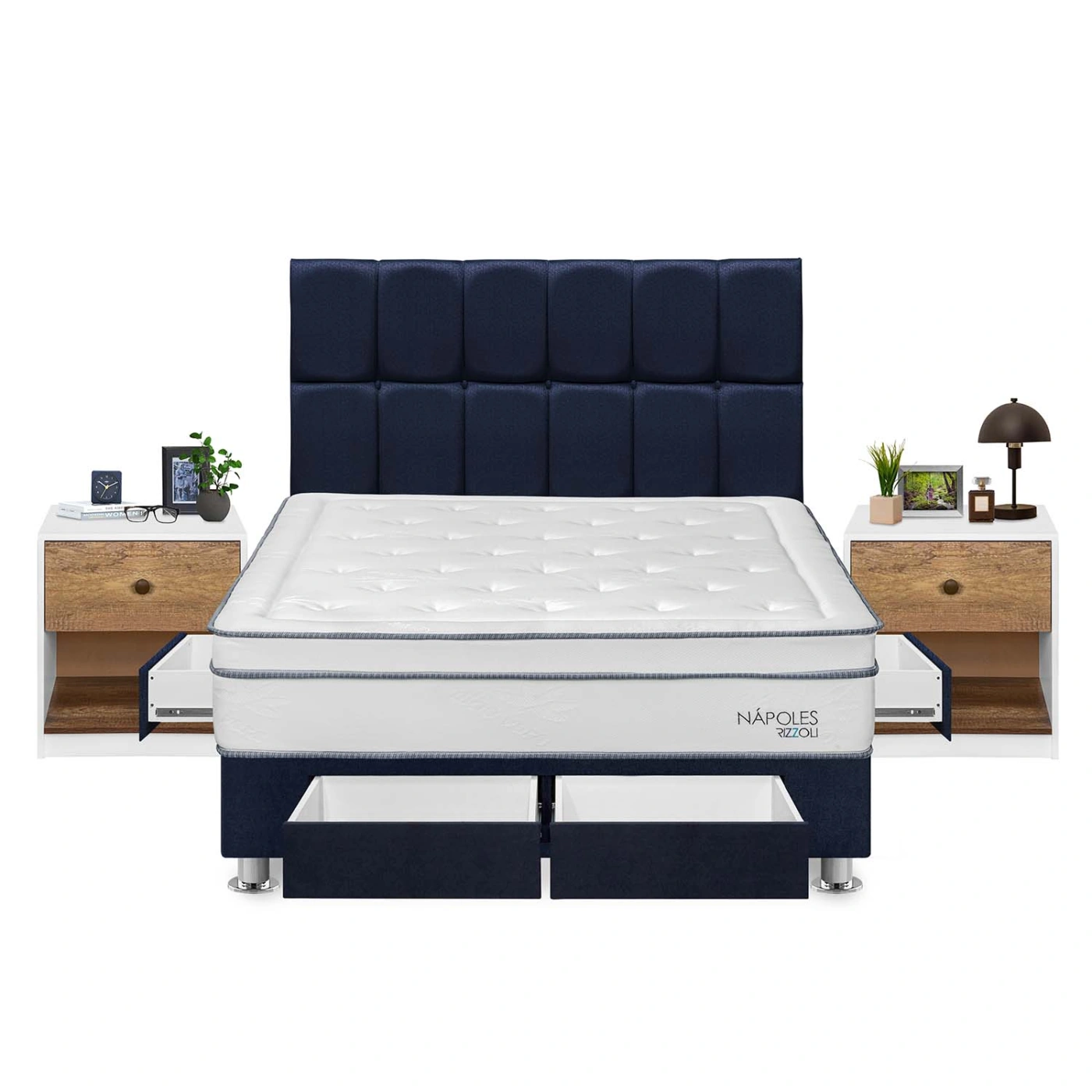 DORMITORIO RIZZOLI NAPOLES KING 4 CAJONES + VELADOR MUNDIAL - 1