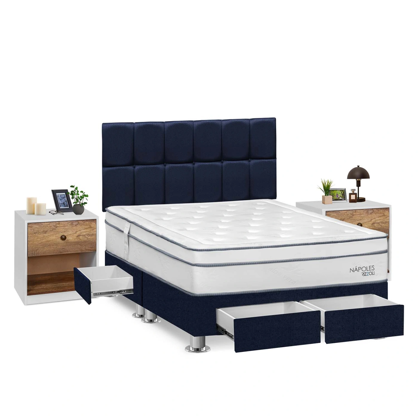 DORMITORIO RIZZOLI NAPOLES KING 4 CAJONES + VELADOR MUNDIAL - 2