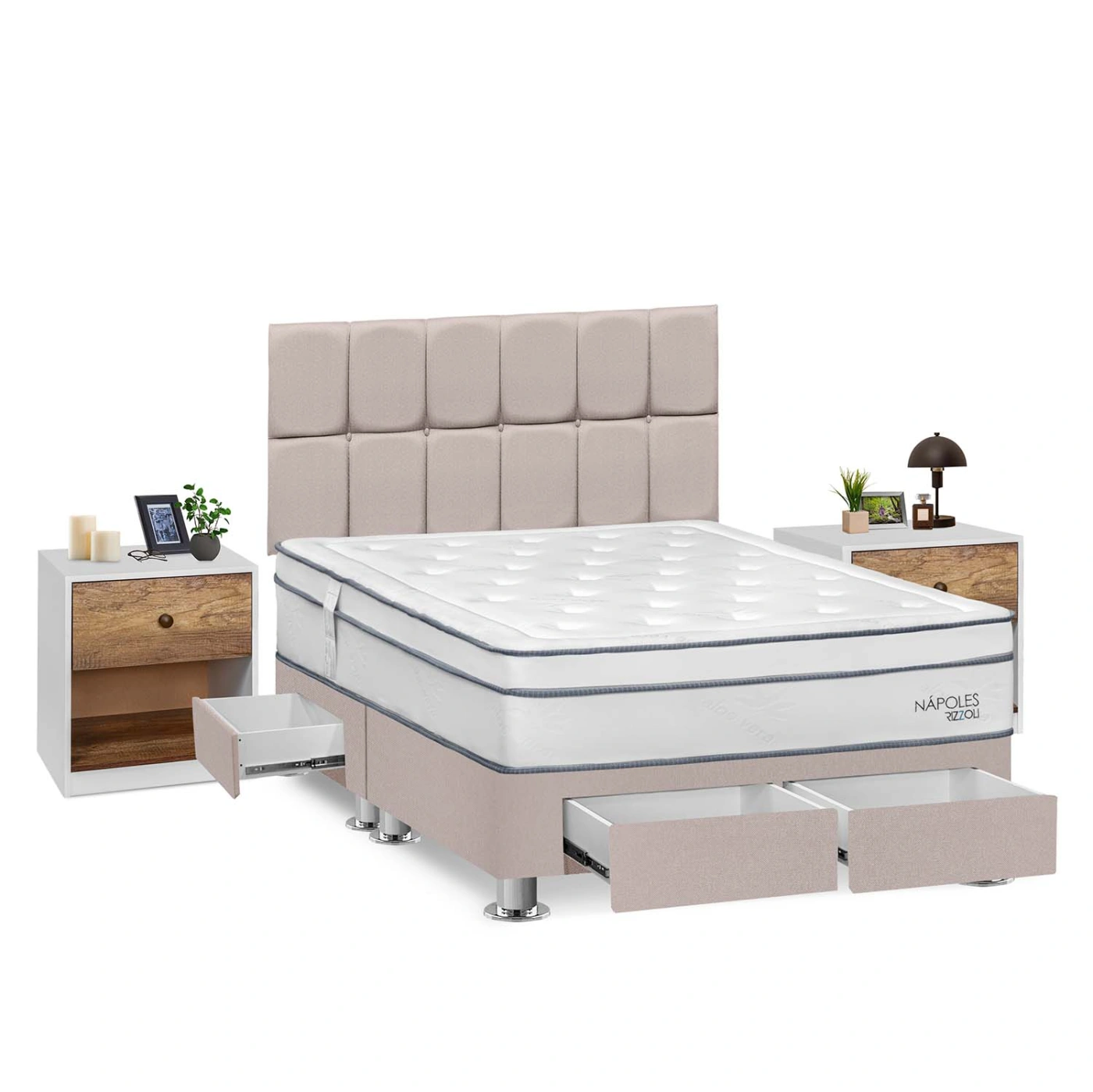 DORMITORIO RIZZOLI NAPOLES KING 4 CAJONES + VELADOR MUNDIAL - 2
