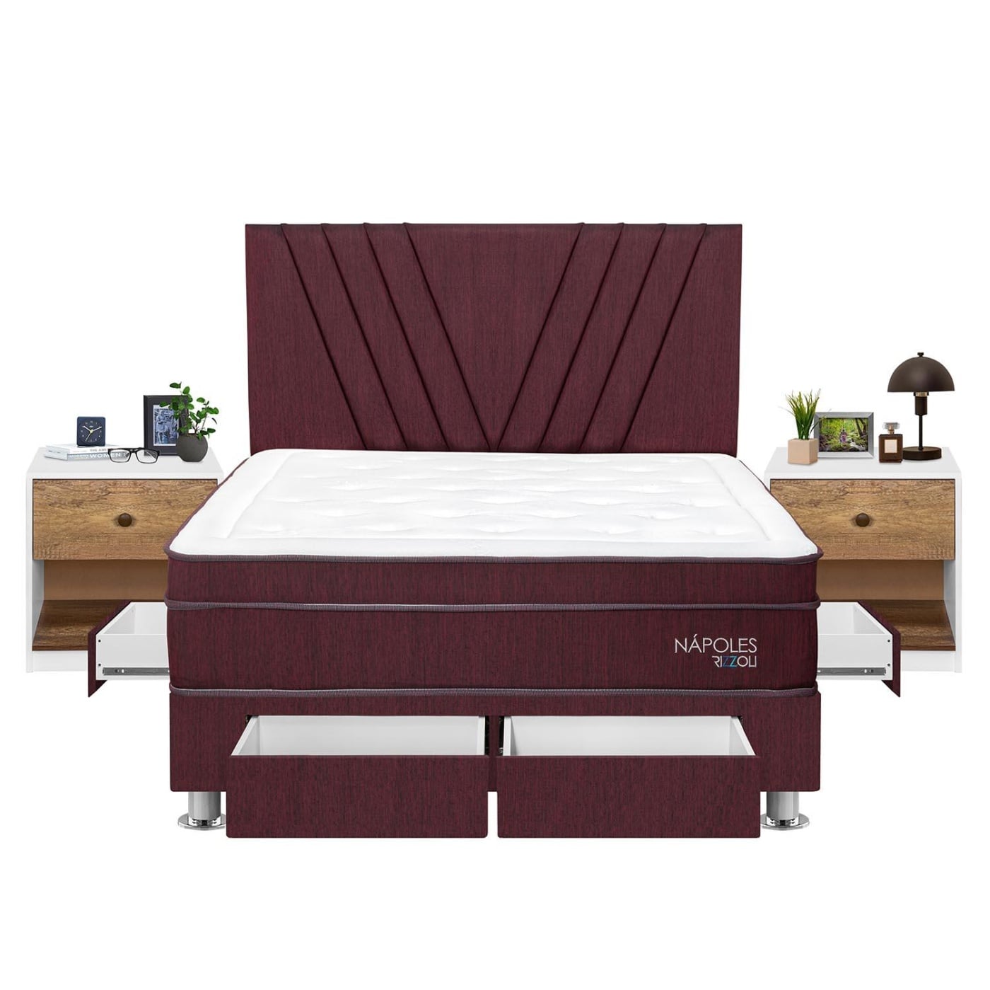DORMITORIO RIZZOLI NAPOLES QUEEN 4 CAJONES + VELADOR MUNDIAL - 2