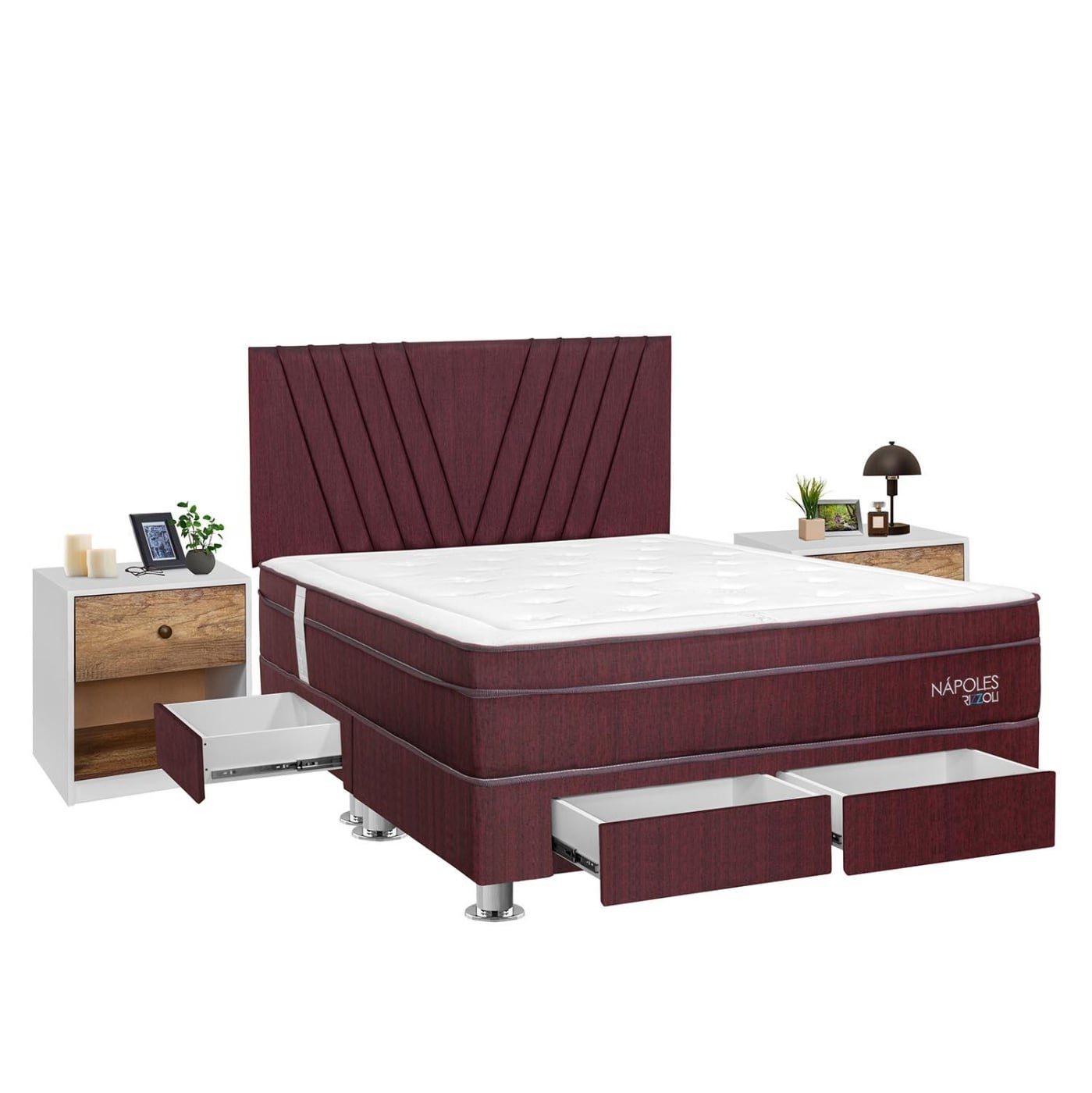 DORMITORIO RIZZOLI NAPOLES KING 4 CAJONES + VELADOR MUNDIAL - 1