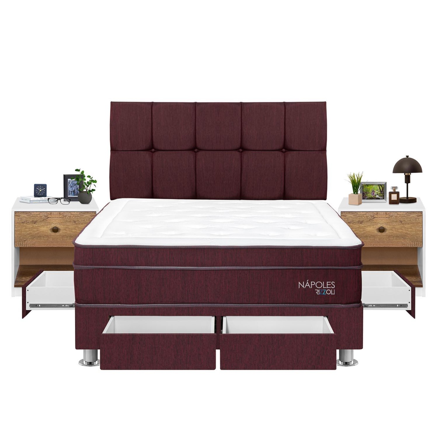 DORMITORIO RIZZOLI NAPOLES QUEEN 4 CAJONES + VELADOR MUNDIAL - 2