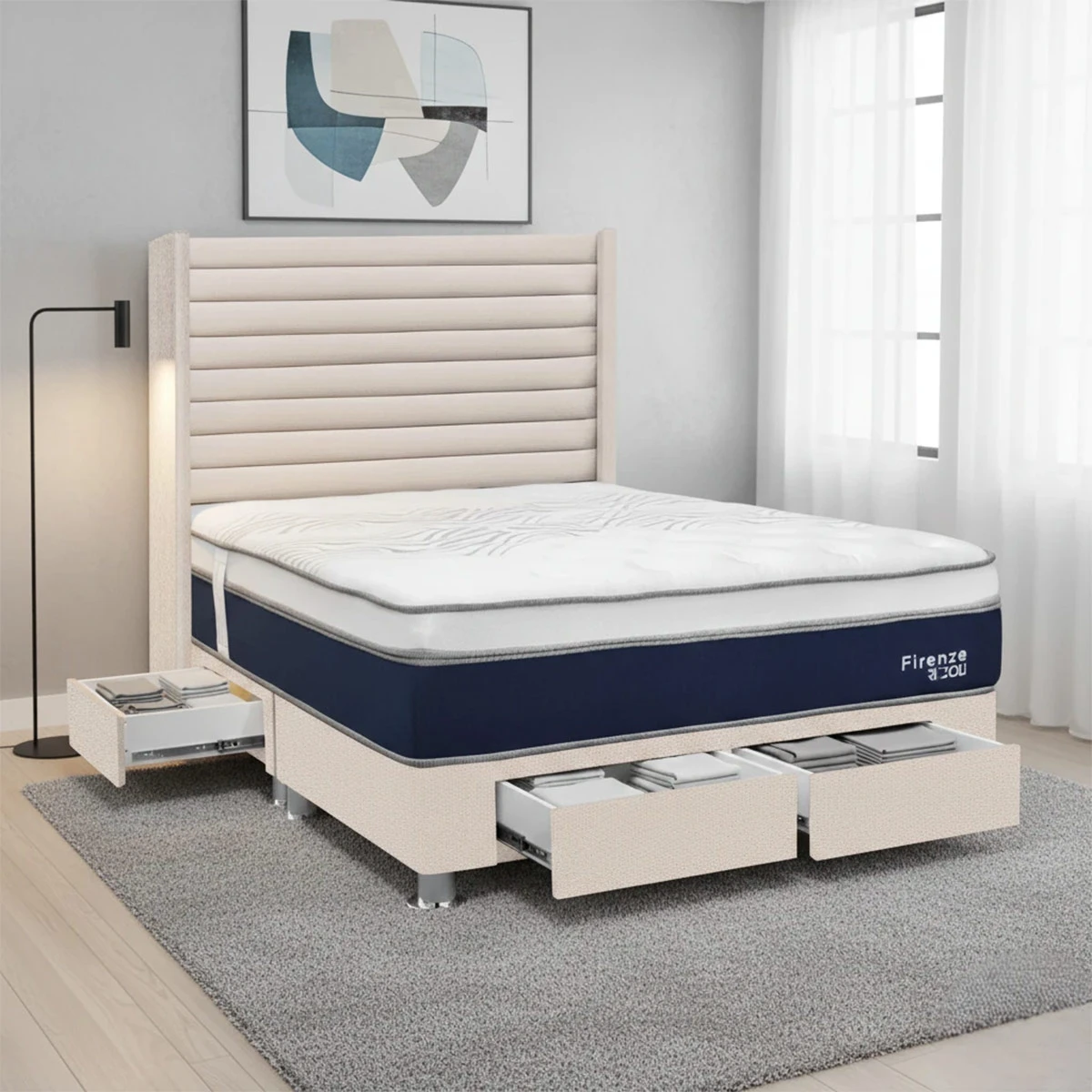 DORMITORIO RIZZOLI FIRENZE KING CON CAJONES BEIGE - 1