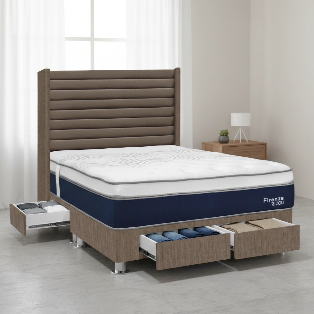 DORMITORIO RIZZOLI FIRENZE QUEEN CON CAJONES MARRON - 1