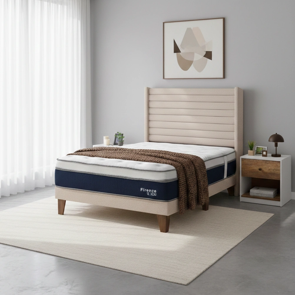 DORMITORIO EUROPEO RIZZOLI FIRENZE QUEEN BEIGE + VELADOR MUNDIAL - 1
