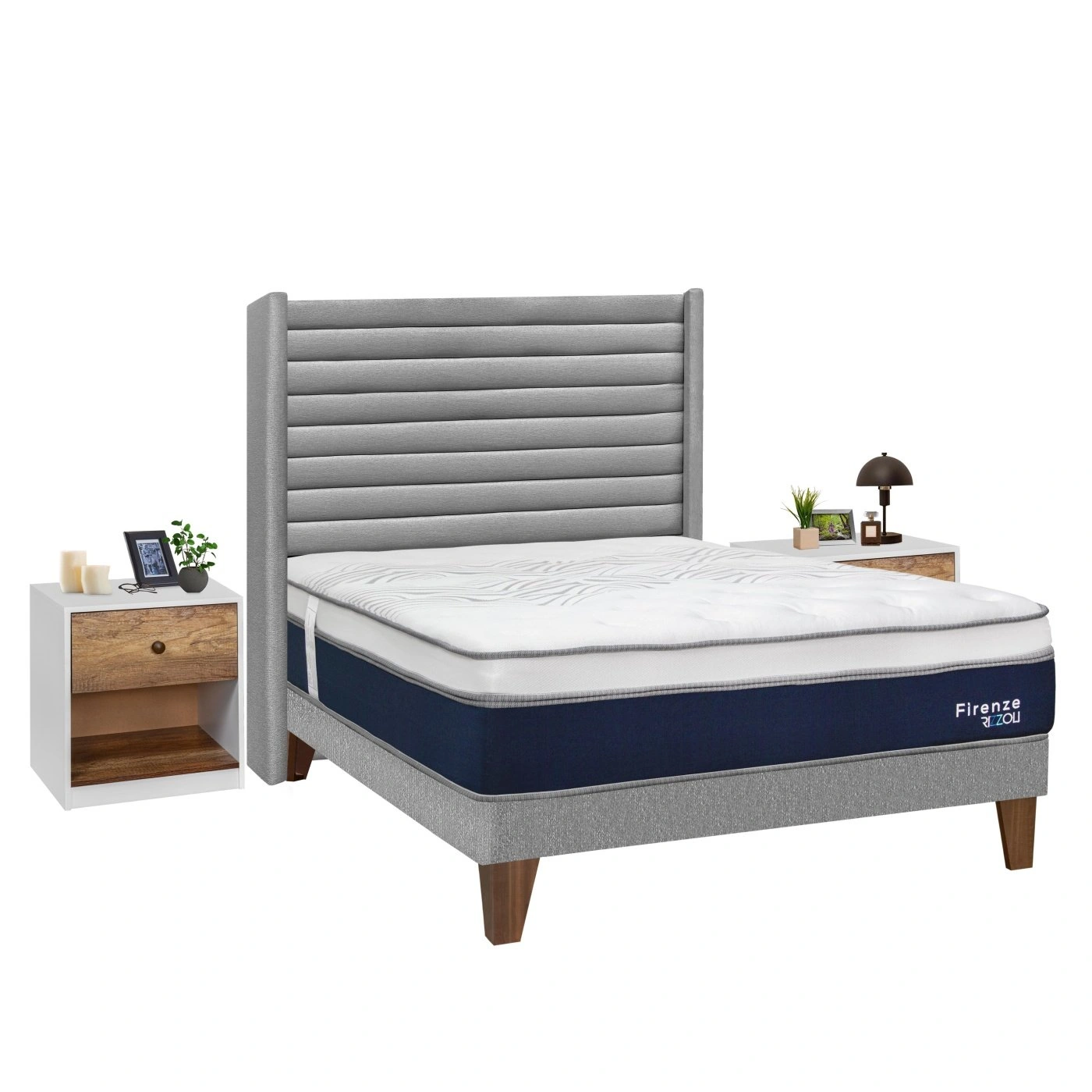 DORMITORIO EUROPEO RIZZOLI FIRENZE 2 PLAZAS PLATA + VELADOR MUNDIAL - 2