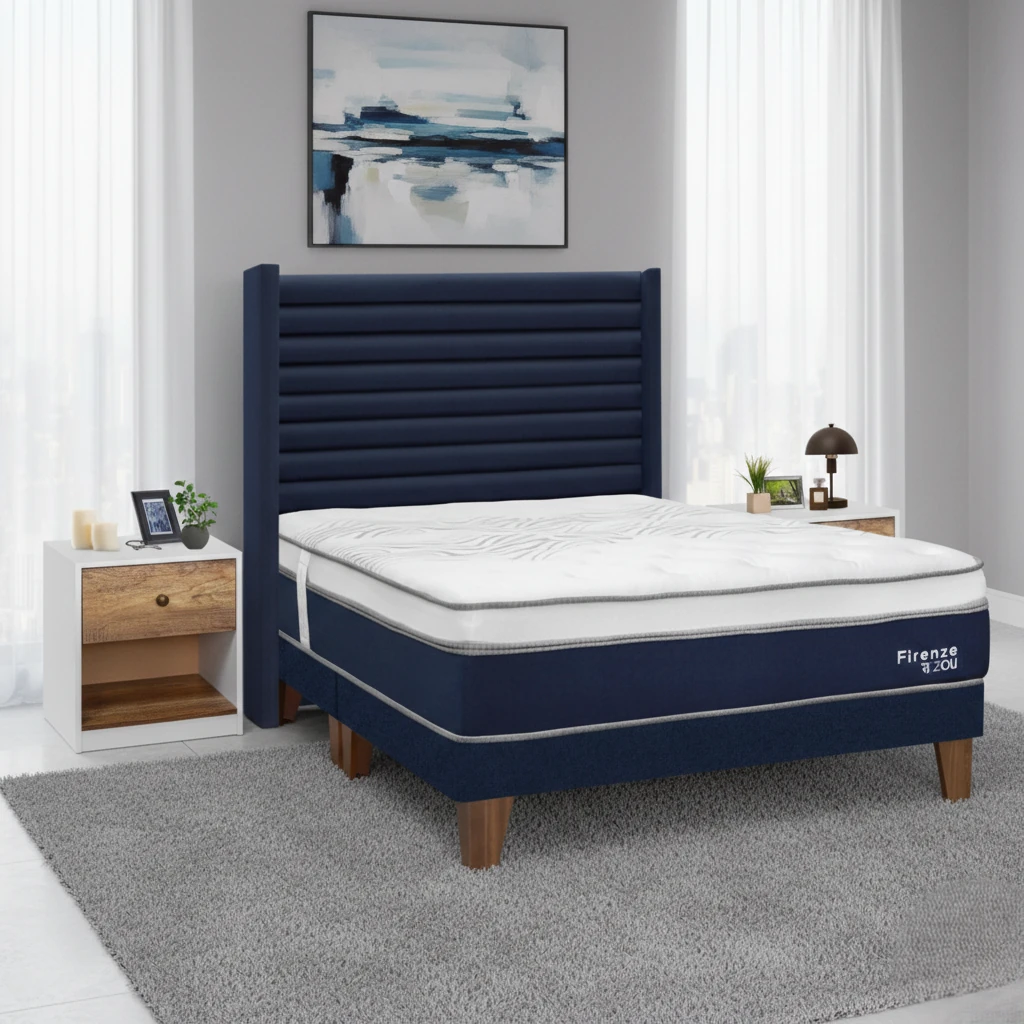 DORMITORIO EUROPEO RIZZOLI FIRENZE KING AZUL + VELADOR MUNDIAL - 1
