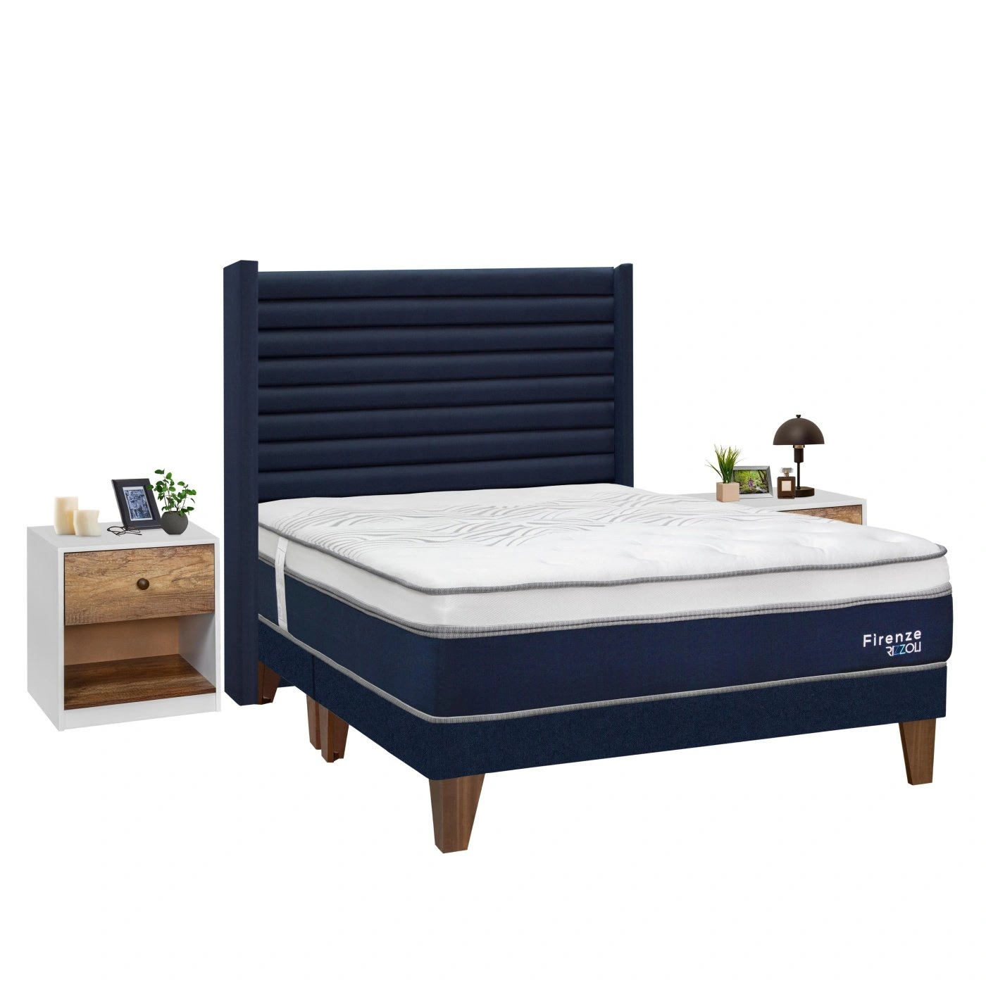 DORMITORIO EUROPEO RIZZOLI FIRENZE KING AZUL + VELADOR MUNDIAL - 2