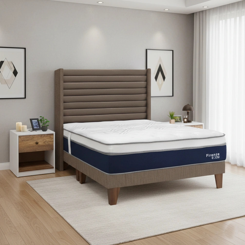 DORMITORIO EUROPEO RIZZOLI FIRENZE KING MARRON + VELADOR MUNDIAL - 1