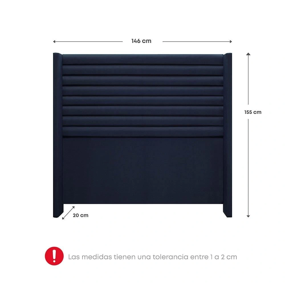 DORMITORIO RIZZOLI FIRENZE 2 PLAZAS CON CAJONES AZUL + VELADOR MUNDIAL - 9