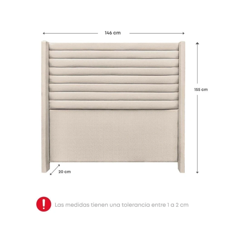 DORMITORIO RIZZOLI FIRENZE 2 PLAZAS CON CAJONES BEIGE + VELADOR MUNDIAL - 9