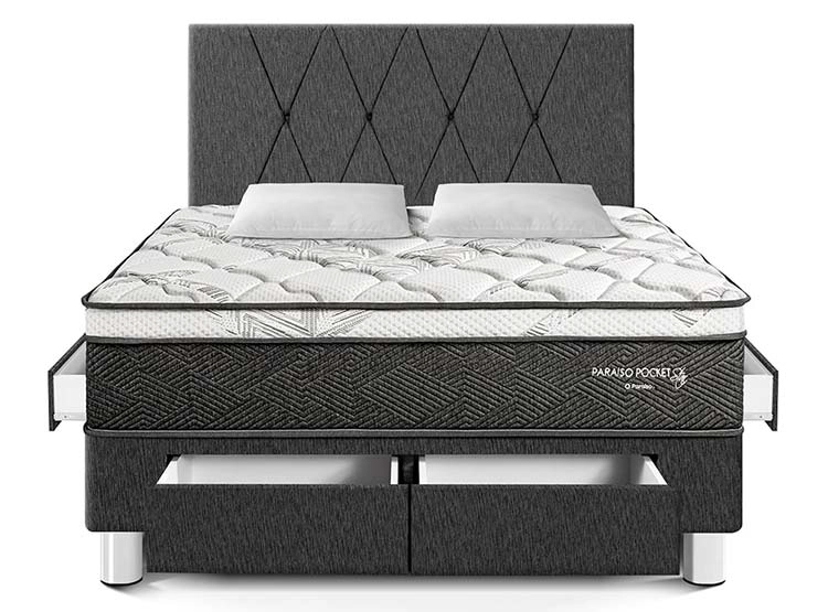 DORMITORIO AMERICANO PARAÍSO PARAÍSO POCKET STAR QUEEN POCKET STAR CAJONES + CABECERA LOFT CHARCOAL - 3