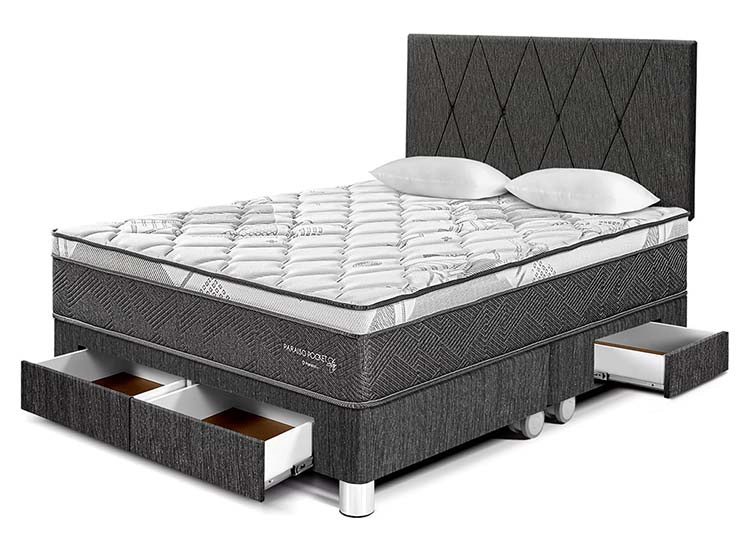 DORMITORIO AMERICANO PARAÍSO PARAÍSO POCKET STAR QUEEN POCKET STAR CAJONES + CABECERA LOFT CHARCOAL - 6