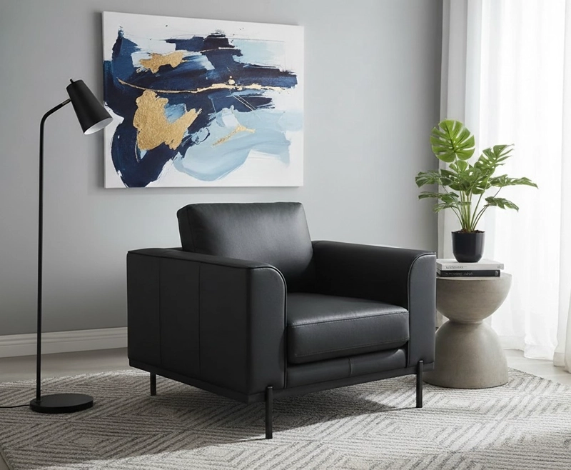 SILLÓN RIPLEY HOME KIKA CUERO NEGRO - 1