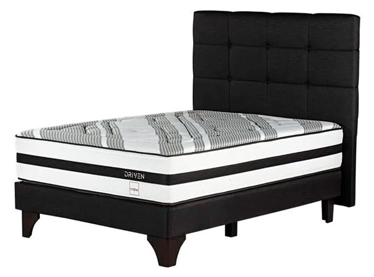 DORMITORIO EUROPEO ROSEN DRIVEN 2 PLAZAS ISSEY GRAFITO + 2 VELADORES + 2 ALMOHADAS MEMORY MAX - 1