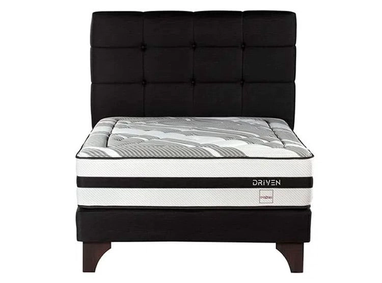 DORMITORIO EUROPEO ROSEN DRIVEN 2 PLAZAS ISSEY GRAFITO + 2 VELADORES + 2 ALMOHADAS MEMORY MAX - 2