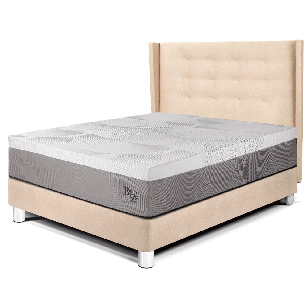 DORMITORIO PARAÍSO ROYAL BALANZZE 1.5 PLAZAS + CABECERA GOLD CHAMPAGNE + 1 ALMOHADA VISCOELÁSTICA - 1