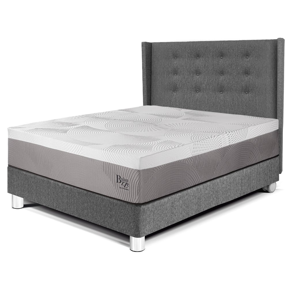 DORMITORIO PARAÍSO ROYAL BALANZZE 1.5 PLAZAS + CABECERA GOLD GRIS + 1 ALMOHADA VISCOELÁSTICA - 1