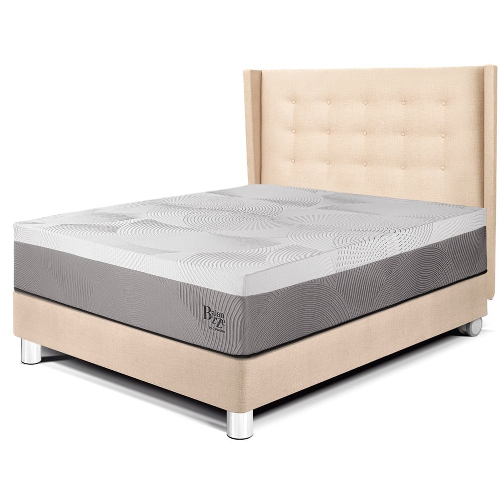 DORMITORIO PARAÍSO ROYAL BALANZZE 2 PLAZAS + CABECERA GOLD CHAMPAGNE + 2 ALMOHADAS VISCOELÁSTICAS - 1