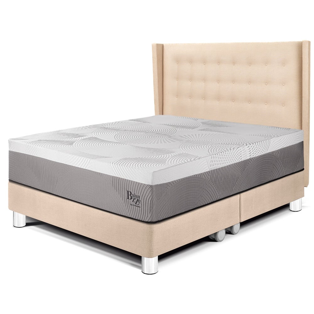 DORMITORIO PARAÍSO ROYAL BALANZZE KING + CABECERA GOLD CHAMPAGNE + 2 ALMOHADAS VISCOELÁSTICAS - 1