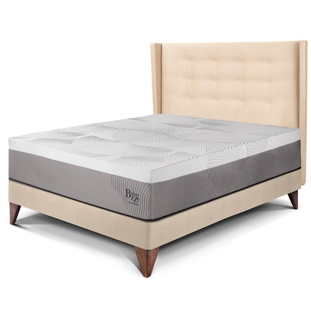 DORMITORIO EUROPEO PARAÍSO ROYAL BALANZZE 1.5 PLAZAS + CABECERA GOLD CHAMPAGNE + 1 ALMOHADA VISCOELÁSTICA - 1