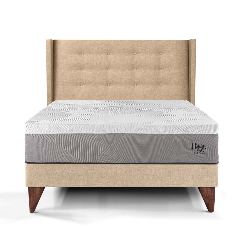 DORMITORIO EUROPEO PARAÍSO ROYAL BALANZZE 1.5 PLAZAS + CABECERA GOLD CHAMPAGNE + 1 ALMOHADA VISCOELÁSTICA - 3