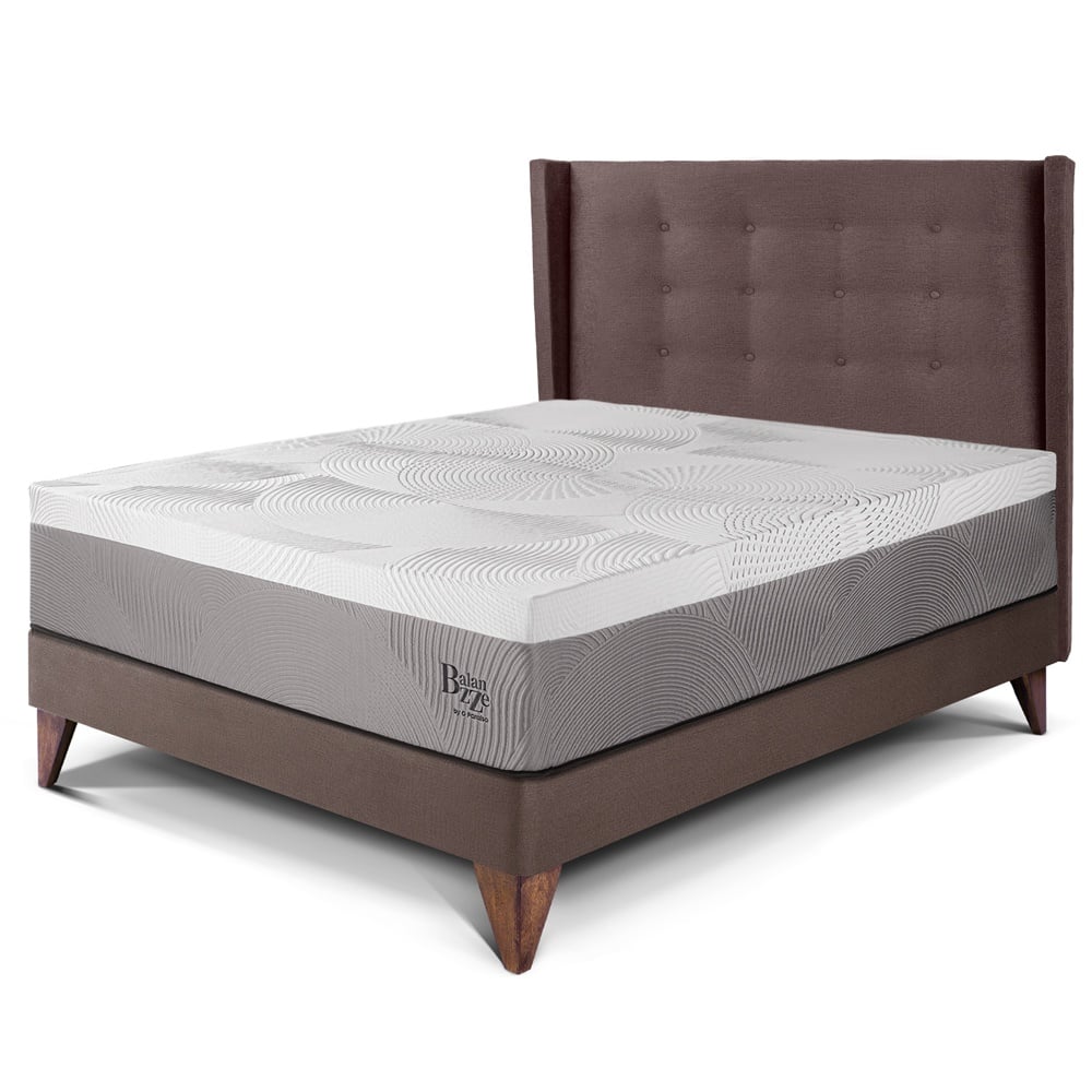 DORMITORIO EUROPEO PARAÍSO ROYAL BALANZZE 1.5 PLAZAS + CABECERA GOLD CHOCOLATE + 1 ALMOHADA VISCOELÁSTICA - 1