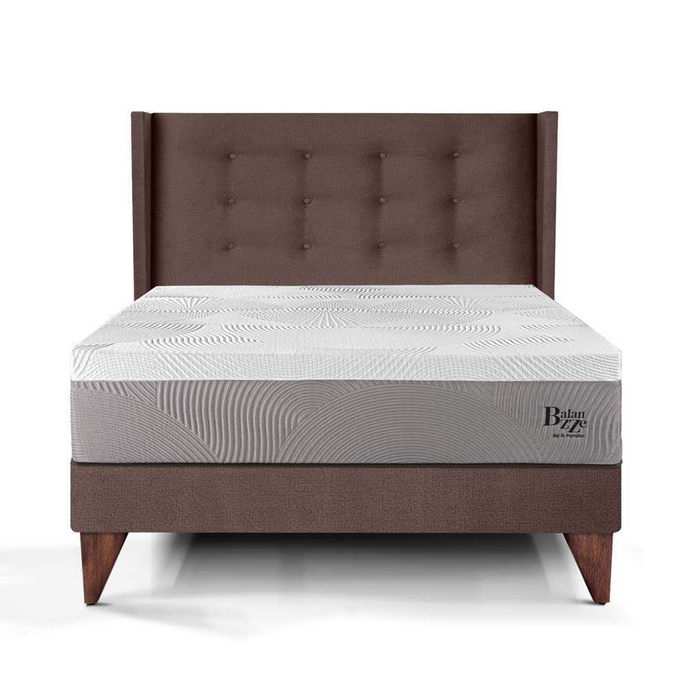 DORMITORIO EUROPEO PARAÍSO ROYAL BALANZZE 1.5 PLAZAS + CABECERA GOLD CHOCOLATE + 1 ALMOHADA VISCOELÁSTICA - 3